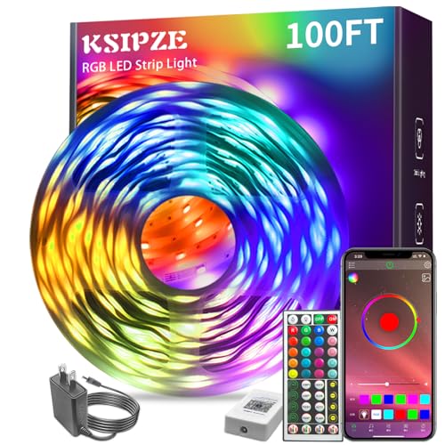 KSIPZE 100ft Led Strip Lights RGB Music...