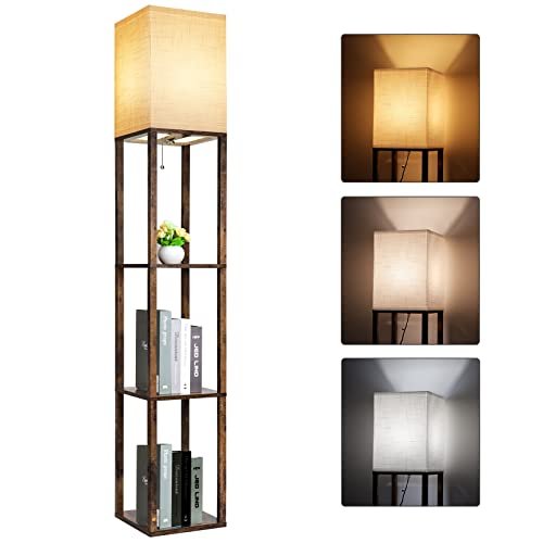 RUNTOP Floor Lamp with Shelves, Modern...