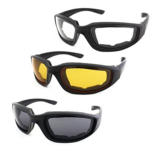 3 Pair Motorcycle Riding Glasses Padding...