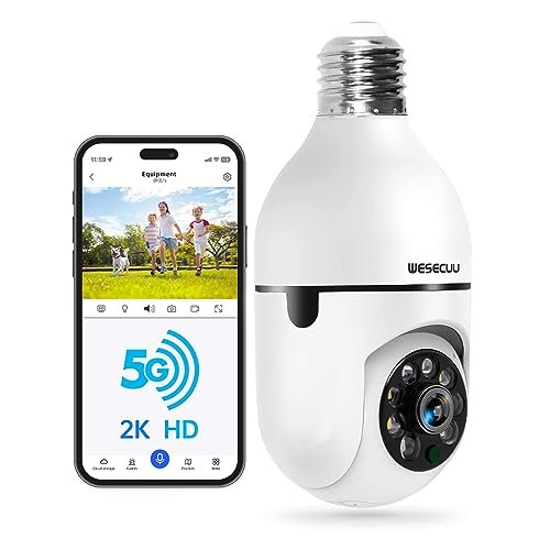 WESECUU Light Bulb Security Camera -5G&...